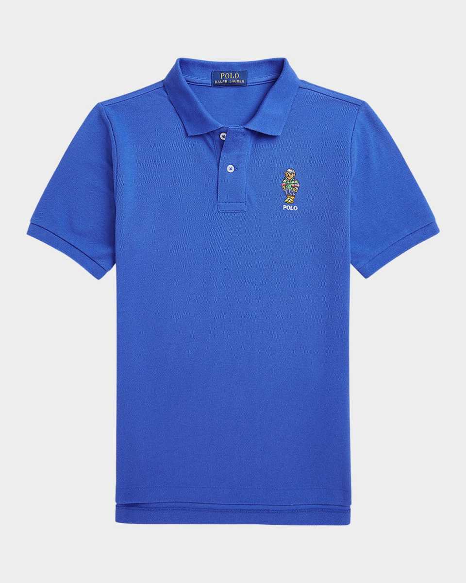 Boy's Polo Bear Embroidered Polo Shirt, Size S-X